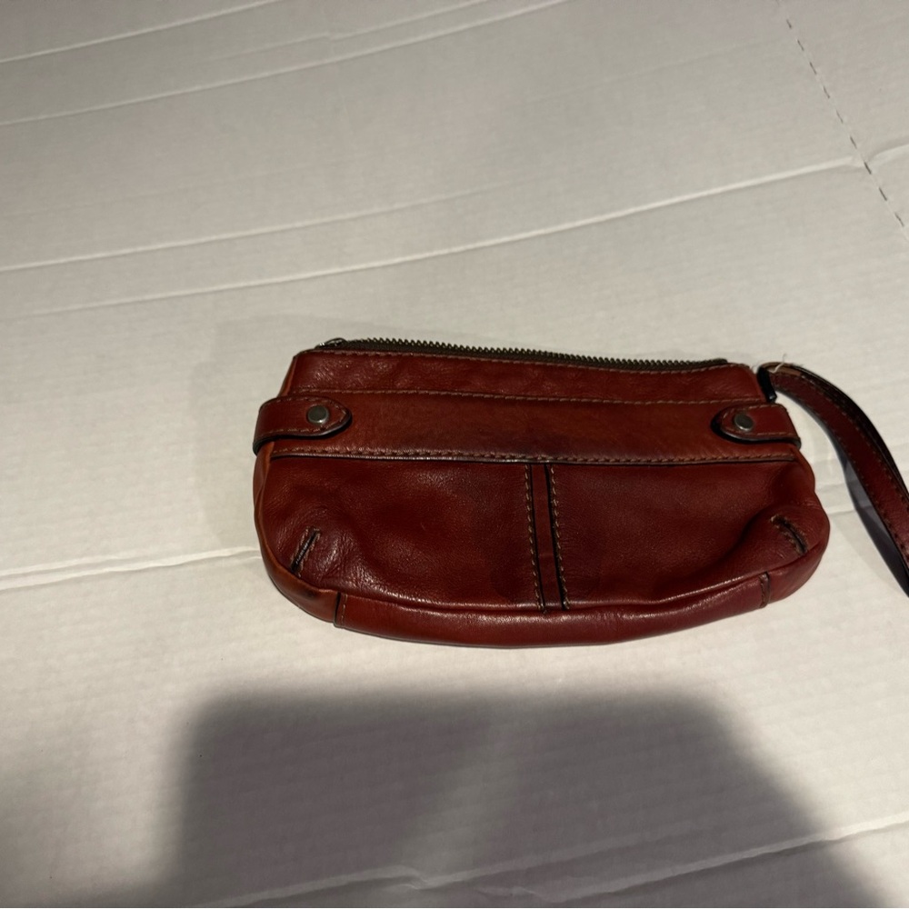 Elegant Brown Leather Wristlet
